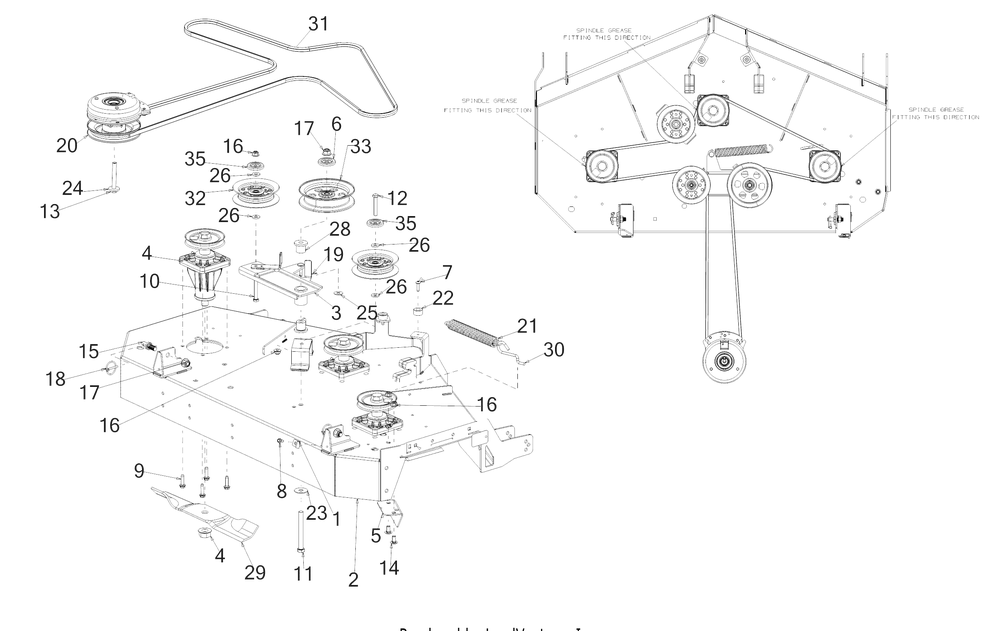 Deck Diagram and Parts List for Z-FORCESZ48KH (17RSDGHB010)(2018) Cub Cadet Lawn Tractor